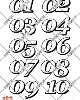Traditional Racing Numbers Decal Sample Set