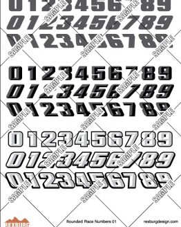 Rounded Block Racing Numbers Decal Full Set
